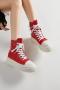stylish pu leather fabric zip-up side thick bottom sneakers(new added colors)_Black_Pink_Red
