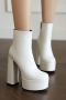 eur34-eur39 autumn three colors zip-up stylish high quality high-heel boots (front heel height:5cm,back heel height:15cm,shaft height:12cm)_Black_White