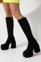 eur34-eur39 winter new 3 colors high-upper square toe zip-up side stylish high quality high-heel boots (front heel height:5cm,back heel height:12cm,shaft height:38cm)_Black