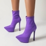 eur40-eur43 autumn & winter new 5 colors pointed stylish nightclub high-heel boots(front heel height:4.5cm,back heel height:14.5cm,shaft height:14cm)_Black_Purple