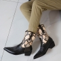 eur34-eur39 autumn & winter new 3 colors snake printing pointed stylish boots(heel height:4.5cm,shaft height:20cm)_Red_Beige
