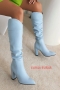 eur44-eur48 winter new 3 colors side zip-up pointed high-upper stylish high-heel boots(heel height:8.5cm,shaft height:38cm)_Black_Sky Blue