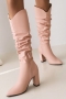eur44-eur48 winter new 3 colors side zip-up pointed high-upper stylish high-heel boots(heel height:8.5cm,shaft height:38cm)_Black_Sky Blue_Pink