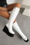 eur35-eur39 winter two colors thick bottom side zip-up fashion high-heel boots(front heel height:6cm, back heel height:11.5cm, shaft height:37cm)_Black_White