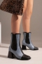 eur34-eur39 autumn & winter new 5 colors stone pattern zip-up stylish high-heel boots(heel height:7cm, shaft height:17cm)_Black_White_Red_Blue