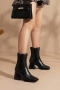 eur34-eur39 autumn & winter new 5 colors stone pattern zip-up stylish high-heel boots(heel height:7cm, shaft height:17cm)_Black