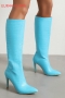eur44-eur46 winter new two colors pointed snake pattern high-upper fashion high-heel boots(heel height:9.5cm, shaft height:36cm)_Light Green_Sky Blue