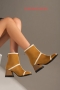 eur34-eur39 autumn & winter new 3 colors suede back zip-up stylish high-heel boots(heel height:7cm, shaft height:14cm)_Black_Rose Red_Yellow