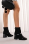 eur34-eur39 autumn & winter new 3 colors suede back zip-up stylish high-heel boots(heel height:7cm, shaft height:14cm)_Black