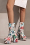 eur44-eur48 winter new 3 colors flower pattern buckle adjustable side zip-up stylish high-heel boots(front heel height:4.5cm, back heel height:14cm, shaft height:17cm)_Black_White