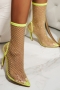 spring & summer new two colors fishnet hollow rhinestone decor stylish high-heel boots(heel height:11.5cm, shaft height:18cm)_Light Green