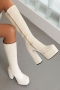 eur40-eur43 winter new 4 colors high-upper stone pattern stylish high-heel boots(front heel height:5cm, back heel height:13.5cm, shaft height:35cm)_Black_White