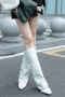 eur34-eur39 winter new 3 colors pu leather high-upper stylish high-heel boots(heel height:8cm, shaft height:39cm)_Black_White