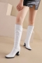 eur40-eur43 winter new 5 colors leather back zip-up high-heel boots(heel height:8cm, shaft height:34cm)_Black_White