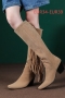 eur34-eur39 winter new 3 colors tassel high-upper high-heel stylish boots(heel height:7cm, shaft height:40cm)_Black_Brown_Khaki