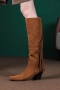 eur34-eur39 winter new 3 colors tassel high-upper high-heel stylish boots(heel height:7cm, shaft height:40cm)_Black_Brown