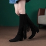 eur34-eur39 winter new 3 colors tassel high-upper high-heel stylish boots(heel height:7cm, shaft height:40cm)_Black