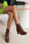 eur34-eur39 autumn & winter new 3 colors leather lace-up stylish high-heel boots(heel height:7cm, shaft height:13cm)_Black_Beige_Brown