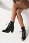 eur34-eur39 autumn & winter new 3 colors leather lace-up stylish high-heel boots(heel height:7cm, shaft height:13cm)_Black