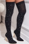new two colors rhinestone mesh stretch over knee stylish high-heel boots_Black