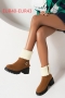 eur40-eur43 new 3 colors flanged fur collar side zip-up buckle stylish boots_Black_Brown