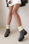 eur40-eur43 new 3 colors flanged fur collar side zip-up buckle stylish boots_Black_Brown_Dark Gray