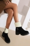 eur40-eur43 new 3 colors flanged fur collar side zip-up buckle stylish boots_Black