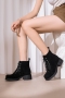 eur34-eur39 new two colors front lace-up stylish mid-heel boots_Black