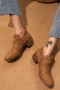 new 4 colors retro metal buckle adjustable suede stylish boots_Black_Rose Red_Brown