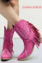 eur34-eur39 new 3 colors embroidered tassel cowboy fashion high-heel boots_Black_Red_Pink