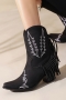 eur34-eur39 new 3 colors embroidered tassel cowboy fashion high-heel boots_Black