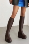 eur40-eur43 new 3 colors size thick bottom high-upper stylish high-heel boots_Black_White_Brown