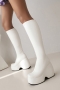 eur40-eur43 new 3 colors size thick bottom high-upper stylish high-heel boots_Black_White