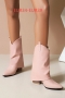 eur34-eur39 new three colors pointed mid-tube stylish high-heel boots_Black_White_Pink