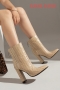 eur40-eur43 new 3 colors pointed stone pattern stylish high-heel boots_Black_Beige