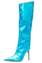 eur34-eur39 11 colors glossy pu leather zip-up side stylish high-heel boots_Black_Dark Green_Red_Sky Blue