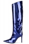 eur34-eur39 11 colors glossy pu leather zip-up side stylish high-heel boots_Black_Dark Green_Red_Sky Blue_Dark Blue