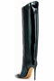 eur34-eur39 11 colors glossy pu leather zip-up side stylish high-heel boots_Black_Dark Green