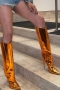 eur34-eur39 11 colors glossy pu leather zip-up side stylish high-heel boots_Black_Dark Green_Red_Sky Blue_Dark Blue_Magenta_Champagne_Gold_Silver_Green_Rose gold