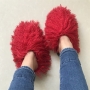 winter 14 colors faux wool stylish home warm flat slippers_Black_White_Dark Purple_Light Green_Red