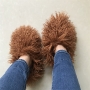 winter 14 colors faux wool stylish home warm flat slippers_Black_White_Dark Purple_Light Green_Red_Beige_Blue_Brown