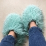winter 14 colors faux wool stylish home warm flat slippers_Black_White_Dark Purple_Light Green