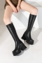 eur35-eur39 new two colors thick bottom side zip-up fashion high-upper boots_Black