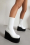 eur35-eur39 three colors side zip-up high -heel stylish boots_Black_White