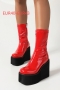 eur40-eur43 three colors side zip-up high -heel stylish boots_Black_White_Red