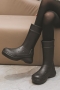 two colors thick bottom mid-tube stylish trend rain boots_Black