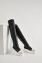 two colors over knee stretch thick bottom stylish boots_Black