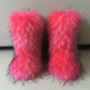 winter 5 colors faux fur midi-tube casual warm snow boots(shaft height:26cm)_Brown_Magenta