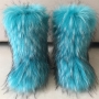 winter 5 colors faux fur midi-tube casual warm snow boots(shaft height:26cm)_Brown_Magenta_Gray_Dark Gray_Aqua Green