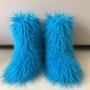 winter 13 colors faux wool midi-tube casual warm snow boots(shaft height:26cm)_White_Purple_Dark Green_Red_Sky Blue_Blue